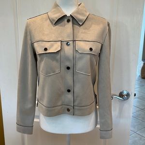 ZARA Jacket Suede Snap Button Size XS Silver Birch New With Tag